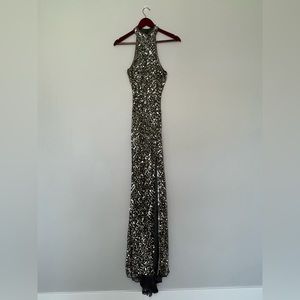 Worn Once- Mac Duggal Embellished Halter Column Gown